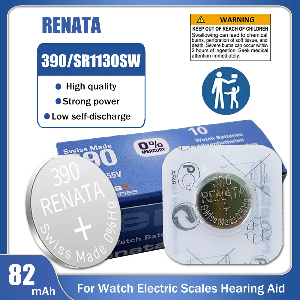 1.55V Original Brand New Renata 390 SR1130SW AG10 389 LR54 LR1131 ...