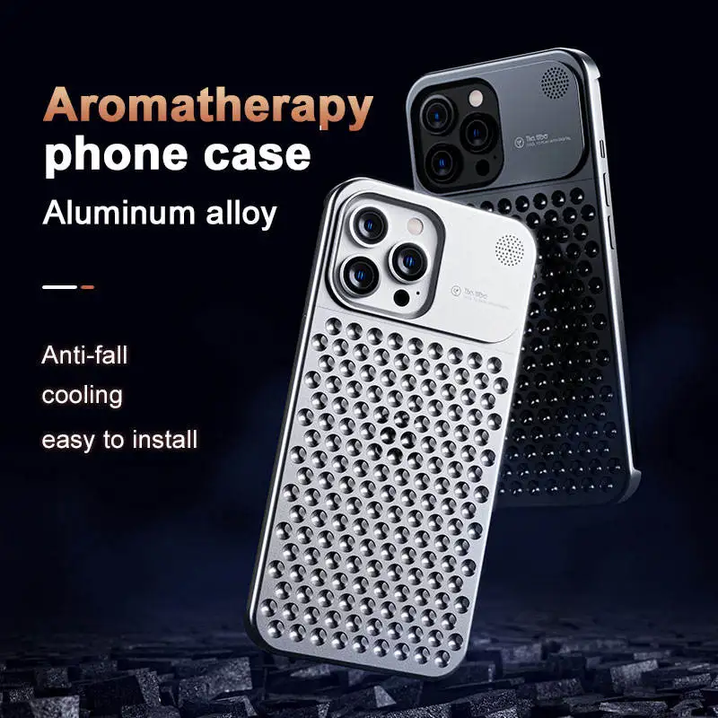 

Aluminum Alloy Mobile Phone Case Hollow Heat Dissipation Antifall Suitable For Apple iPhone 13 13pro 13promax 14 14pro 14promax