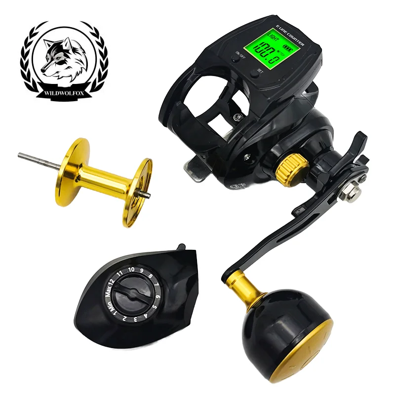 

WILDWOLFOX Casting Reel with USB Charging Fishing Reel Accurate Line Counting Meter Bait Cast Reel Strong Brake