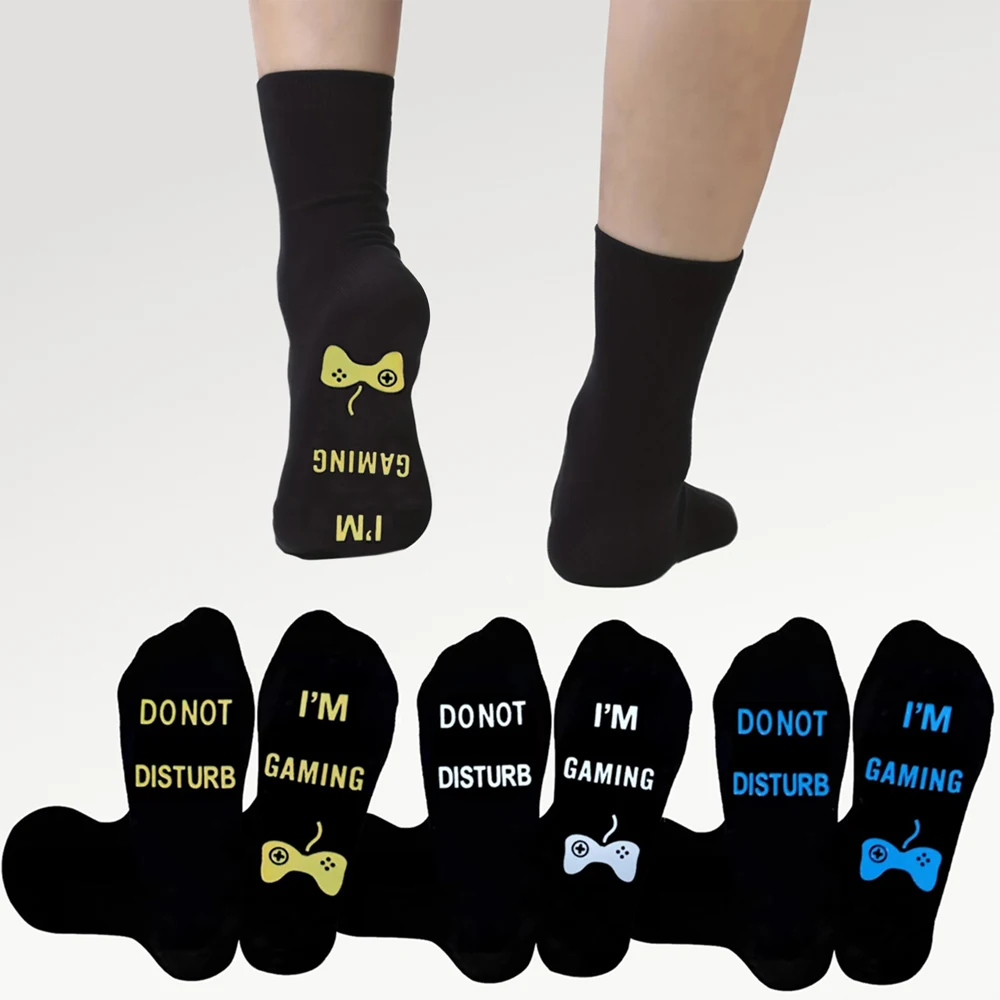 

3 Pairs Of Men's Novelty Non-Slip Sport Socks for Men Mid Calf Length Cotton Blend Running Socks Camping Cycling Stocking