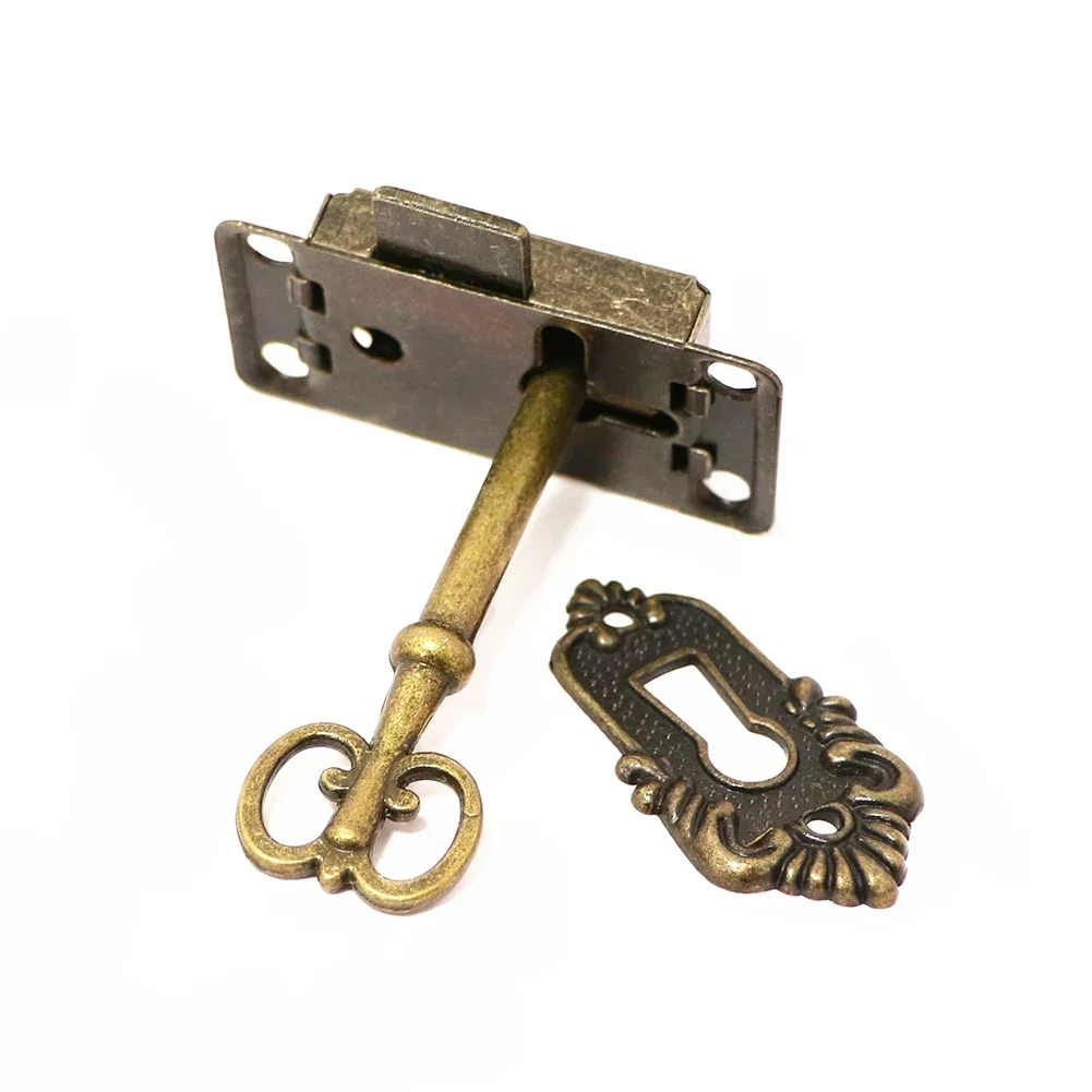 Cabinet Door Locks Drawer Lock 3-piece Set Jewelry Cabinet Antique Lock Wooden Door Locks Furniture Antique NE