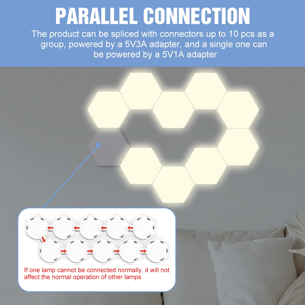 Luz LED de noche para interiores, lámpara cuántica de pared moderna con USB, luces nocturnas coloridas con Control táctil, decoración de dormitorio DIY