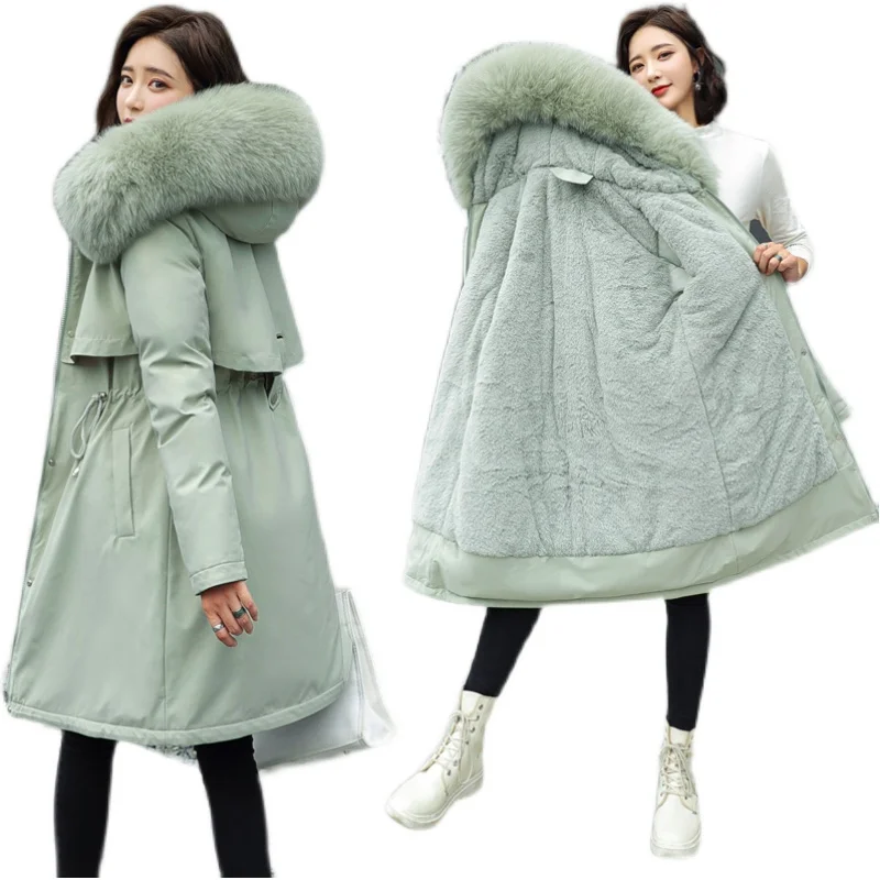 plus Size Parka Coat Women's Thiened Winter Jaet Korean Sle Slim Fit Cotton Polyester Blend Long Sve Zipper Closure