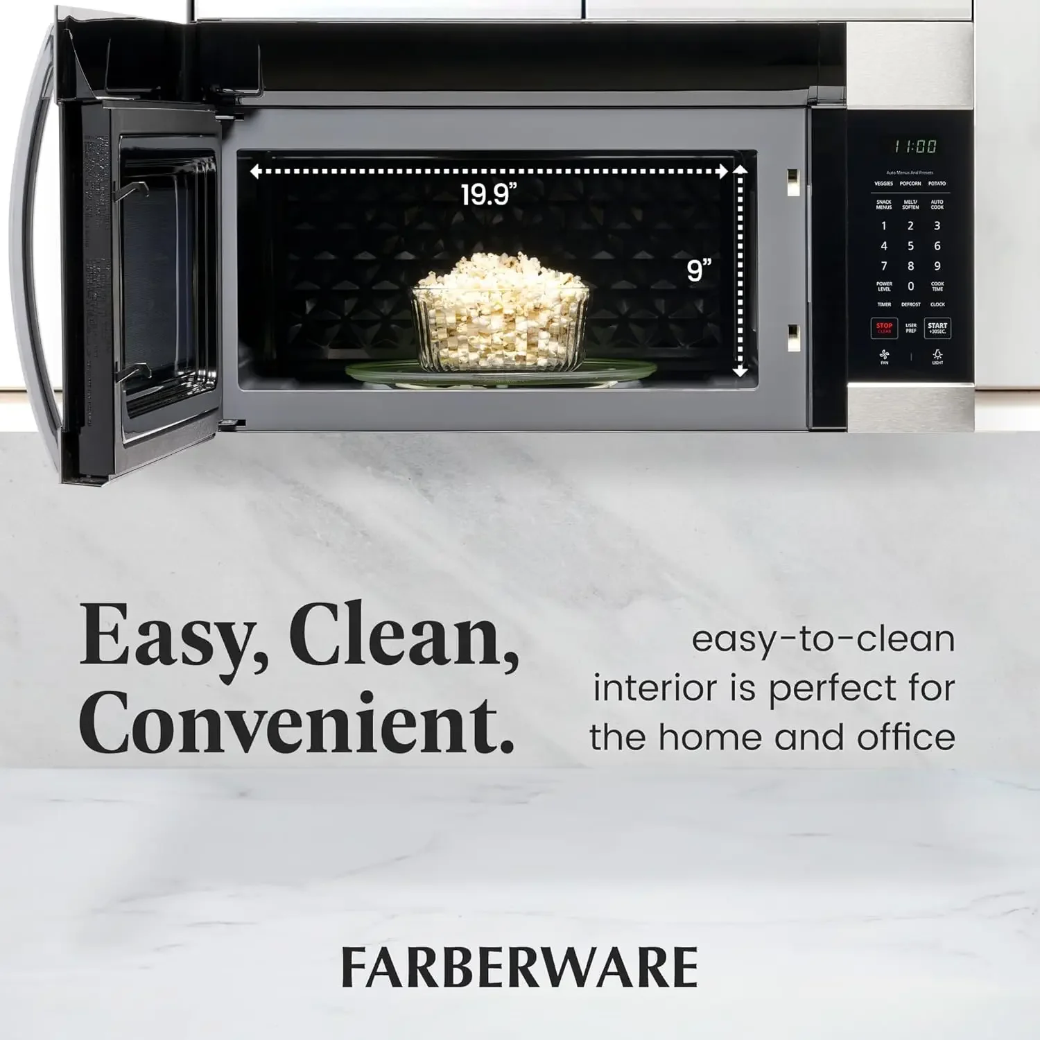 Over-the-Range Microwave Oven, 1.7 Cu. Ft. - 1000W - Auto Reheat, Multi-Stage Cooking, Melt/Soften Feature, Child Safety Lock, L 5