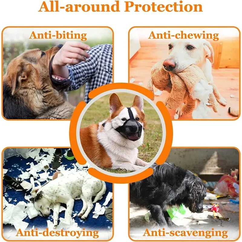 Dog Muzzle Mesh Soft Air Mouth Cover Muzzle For Small Medium Large Dogs Allow Drinking No Biting Chewing For Dogs