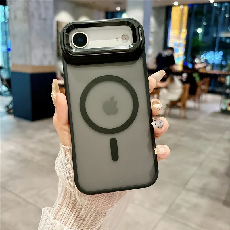 Magnetic Metal Lens Stand Wireless Phone Case - Shockproof Cover