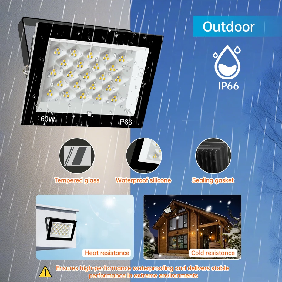 2pcs 방수 IP66 LED 투광 조명 30W 60W 100W AC220V 야외 스포트라이트 가로등 6500K 차가운 흰색 조명 장식