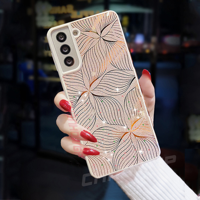 Laser Flower Case For Samsung Galaxy S21 S20 Note 20 A12 A02S A32 A52 A72 A21S A51 A71 A70 A50 A30 s M12 TPU Silicon Cover