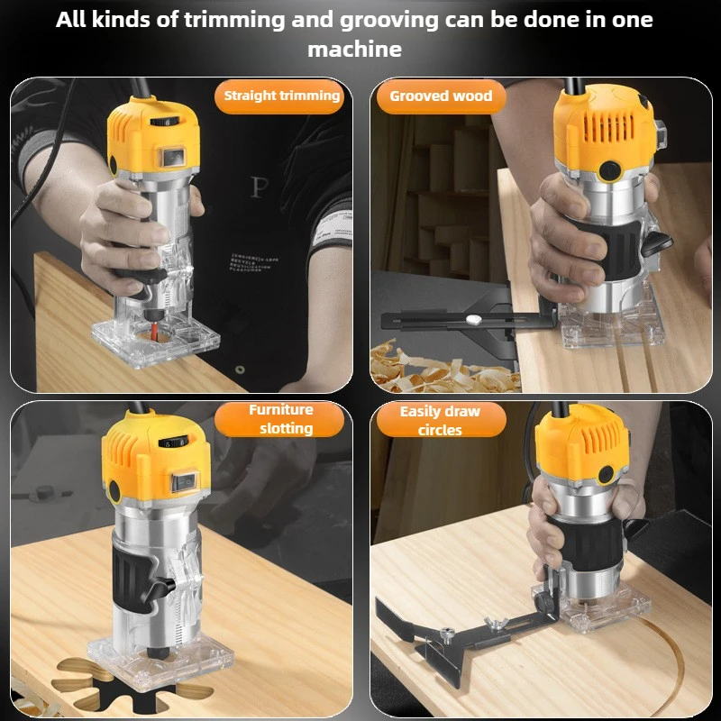 6 Speeds Electric Trimmer Wood Milling Trimming Engraving Slotting Machine Versatile Woodworking Router Power Tool EU Plug