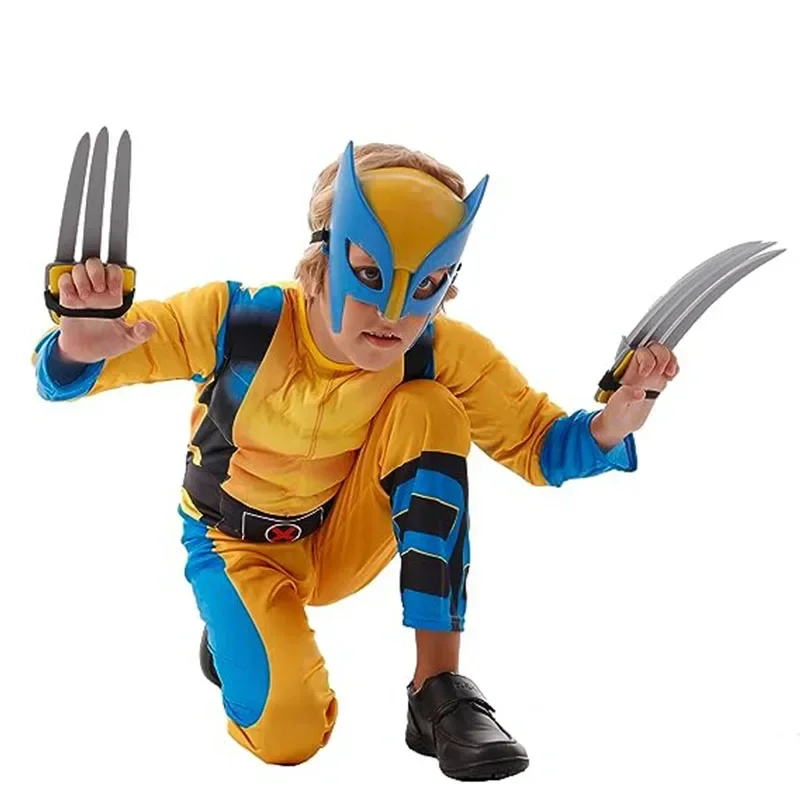 Wolverine Child Halloween Costume Black Panter Costume Classic Hero Kids Onesies Wolverine Muscle Child Jumpsuit
