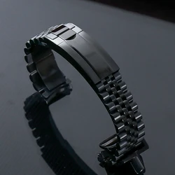Premium 20mm 904L Stainless Steel Watch Strap with Glide Lock Buckle - Silver Jubilee Bracelet Design - 20mm (A6 Black)
