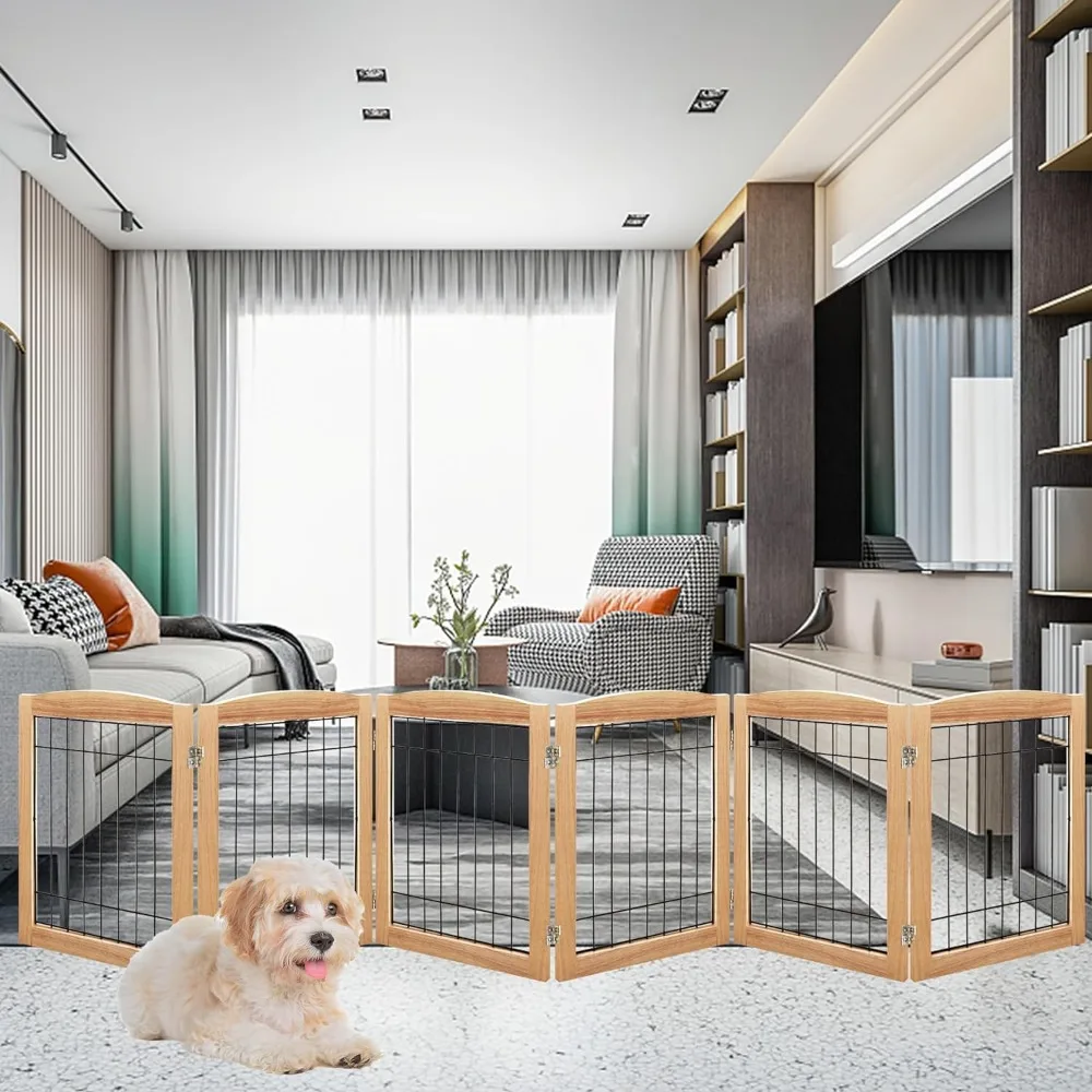

Wooden pet door, independent wire dog door, indoor safety fence, foldable stairs for pet sports, suitable for most furry friends