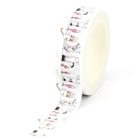 NEW 1PC 10M Decor Adorable Fishing Cat Japanese Paper Washi Tapes for Craft Journal Adhesive Masking Tape Cute Papeleria 1