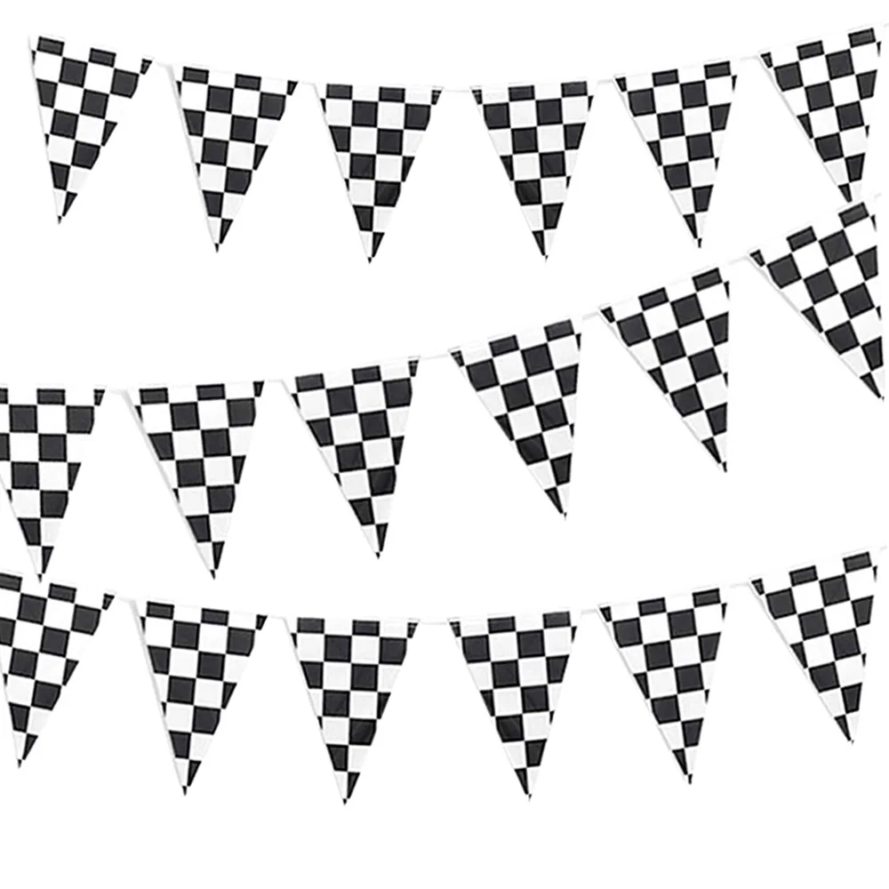 

Race Car Birthdayar Party Baby Shower Decoration Big Checkered Flags Black and White Pennant Racing Banner Theme