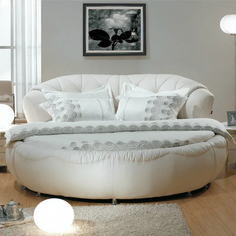 Genuine leather fashionable double bed