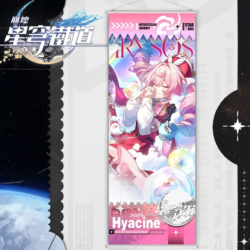 Honkai Star Rail Figure Scroll Canvas Painting Seele March 7th Himeko Jing Yuan Anime Wall Poster Room Decor