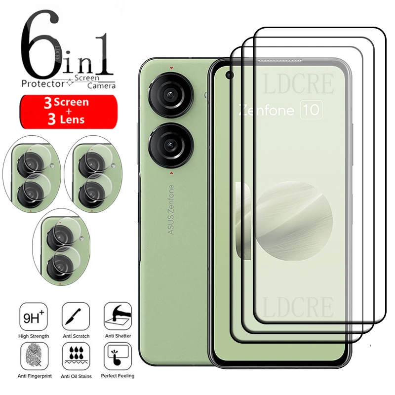 6-In-1 Per Asus Zenfone 10 Glass Asus Zenfone 10 Tempered Full Cover Glue 9H Hd Screen Protector Asus Zenfone 10 10Z Lens Glass