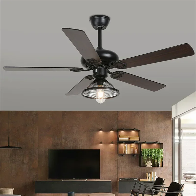 ASHER European Luxury LED Fan Light American Retro Living Room Restaurant Bedroom Ceiling Fan Light Remote Electric