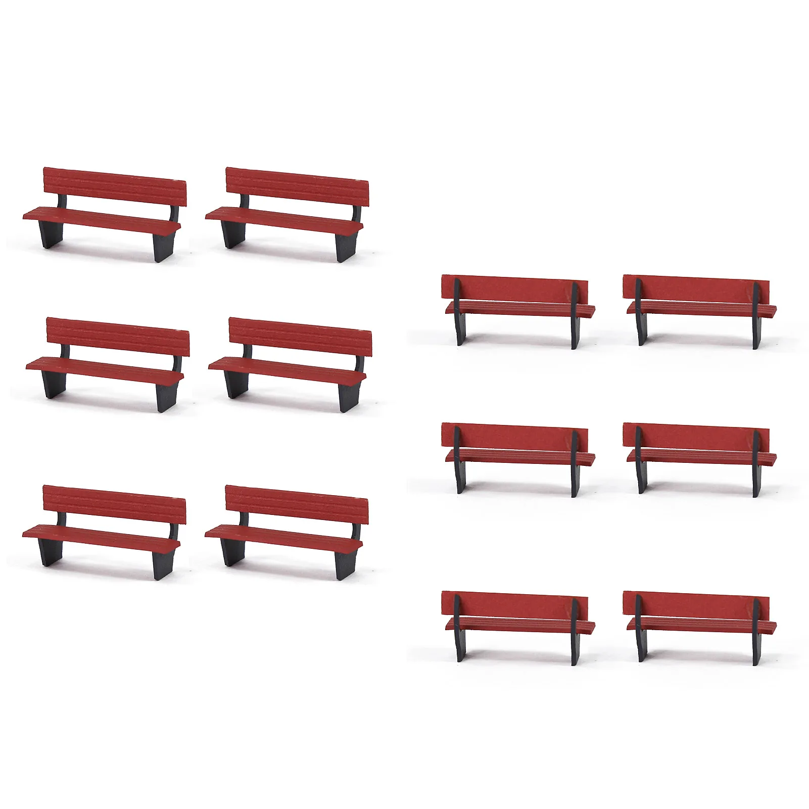 

Evemodel 12pcs HO Scale 1/87 Garden Park Red Benches Street Seats Chairs for Model Trains Landscape ZY39087R