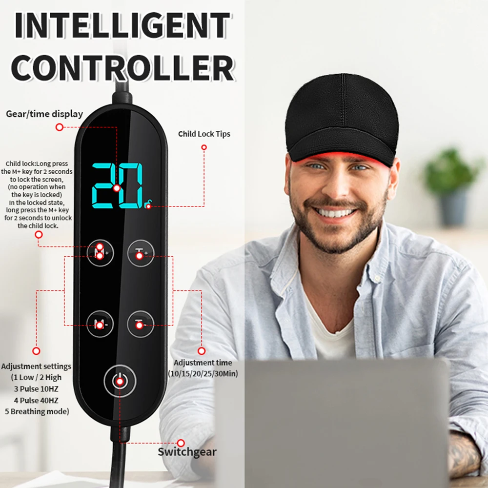 180Pcs Infrared LEDs 660&850&940nm Red Light Therapy Hair Growth Cap for Hair Regrowth Anti Hair Loss Relax Scalp Hair Care Hat