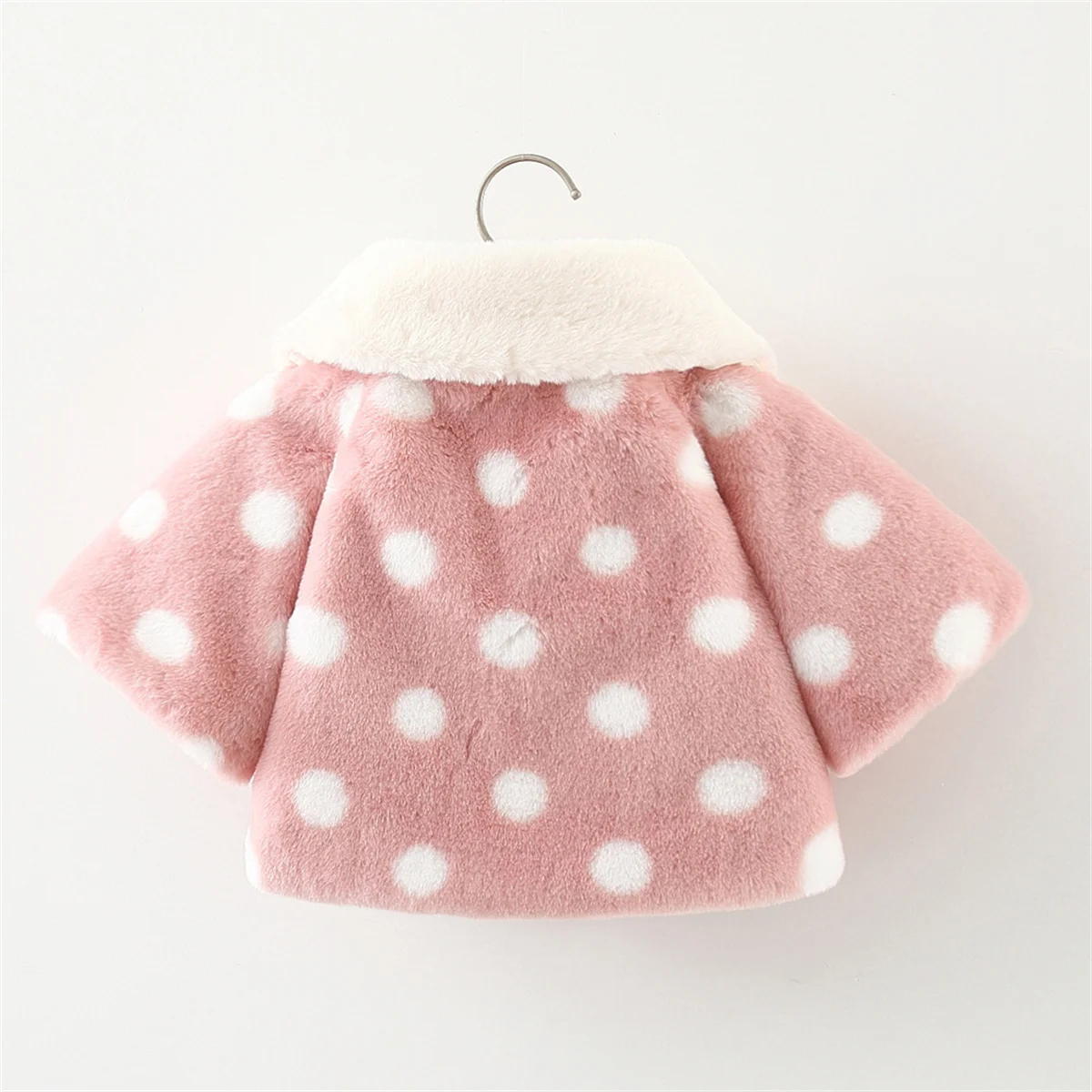 Baby Winter Girl Artificial Fur Filled Cotton Coat Girl Dot Polo Neck Warm And Fashionable Short Clothes