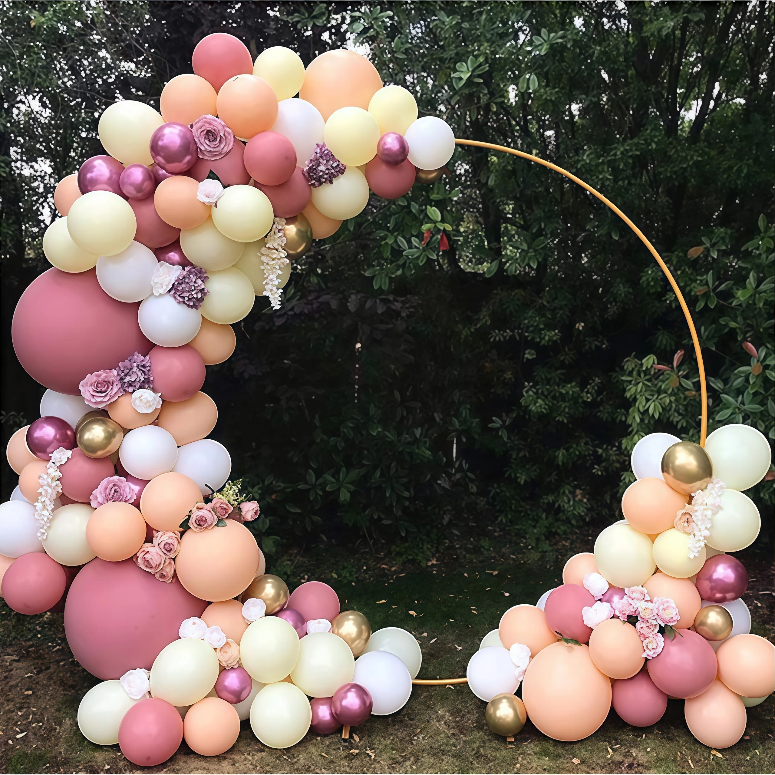Metal Circle Stand Wedding Arche Round Balloon Arch Flower Gold Background Arch DIY Frame Birthday Party Baby Shower Decoration