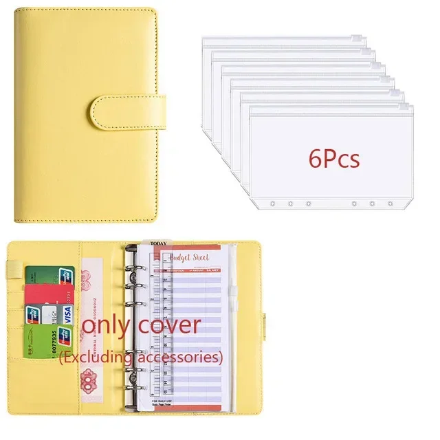 Deluxe PU Leather Budget Planner with Cash Envelope Organizer and Zippered Pockets