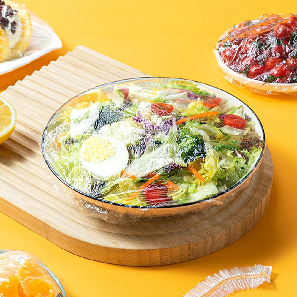 100pcs Disposable Food Cover Plastic Wrap Elastic Vegetable Fruit Storage Bags Fresh-Keeping Film Bag