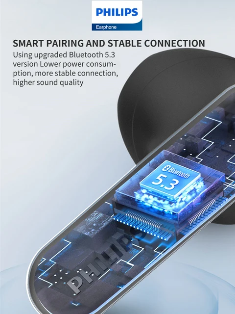 Philips TAT1138 Earphone Wireless Bluetooth 5.3 Headphone HiFi Stereo Sport Earbuds HD Mic Call Headset Fast Charging Long Life 5
