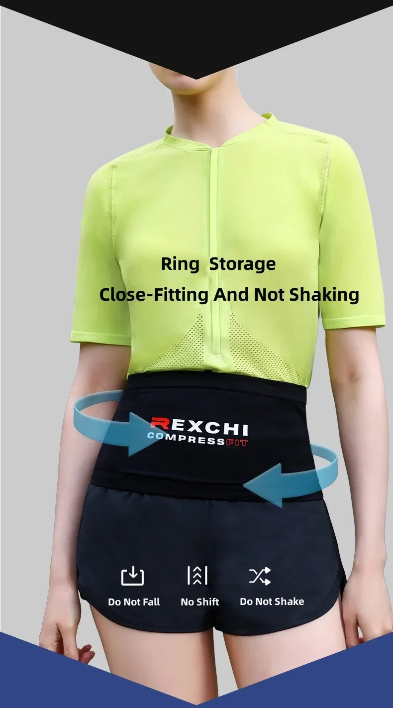 REXCHI Hidden Running Waistpack Lightweight Running Belt Waist Pack Portable Elastic Breathable Large Capacity for Outdoor Sport 4