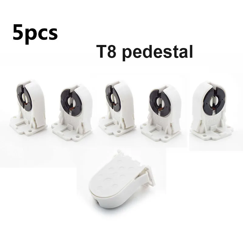 T8 Fluorescent Light Socket Lamp Base AC100-250V Plastic Holder Light Base Suitable for T8 G13 LED bracket lamp M20 5pcs