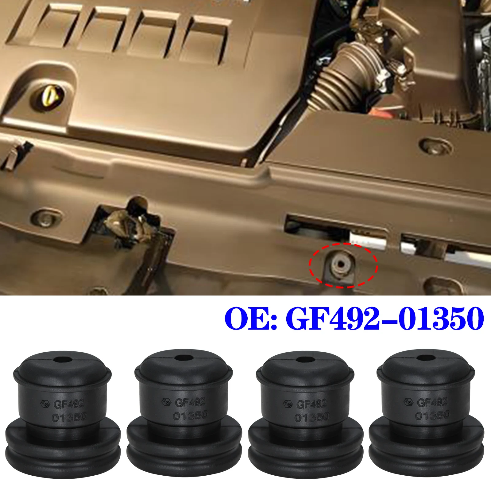 4 Supporti In Gomma Per Coperchio Motore EMSea – P30110238, Compatibili Con Mazda 2, 3, 6, CX-3, CX-4, CX-5, Nero