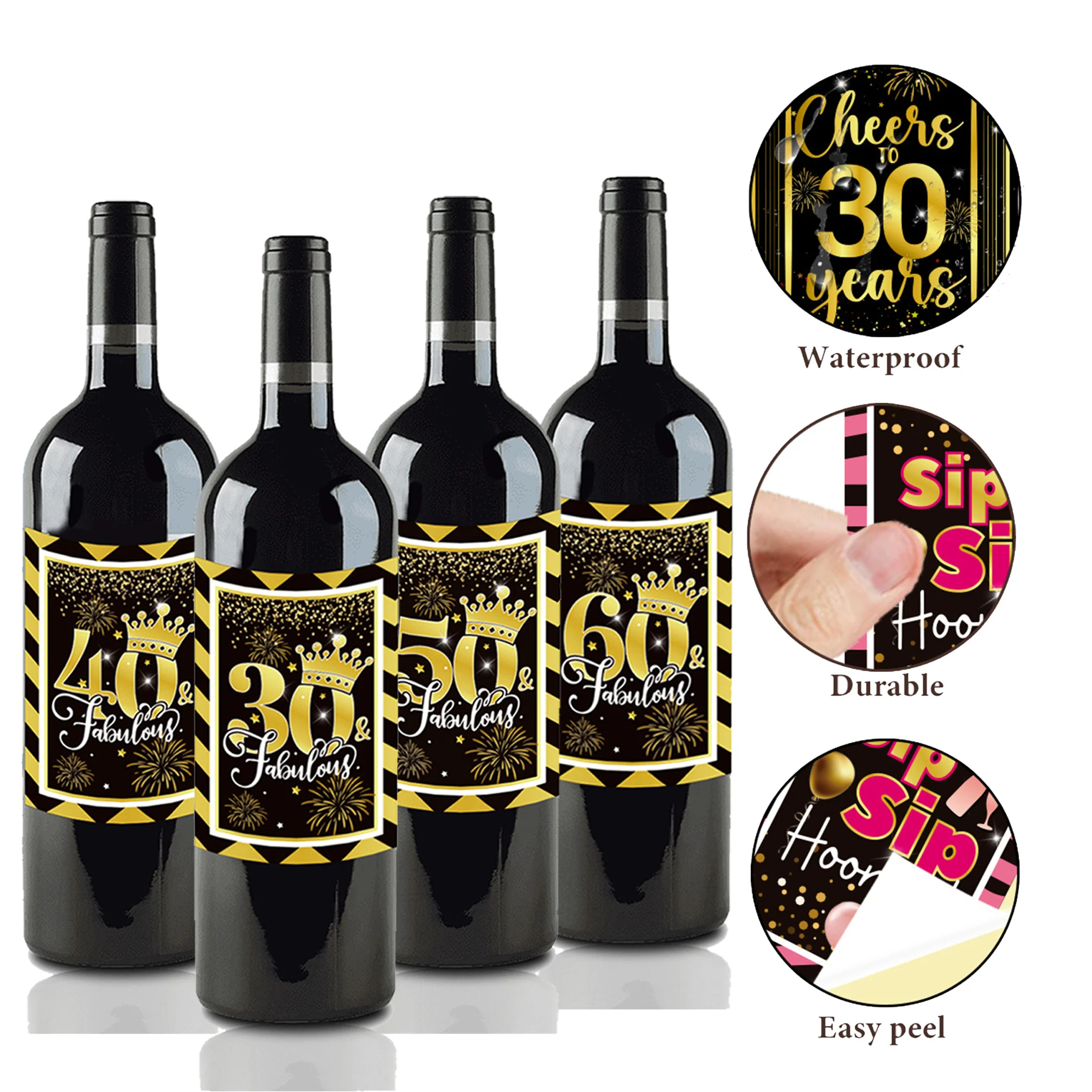 30th 40th 50th 60th Birthday Wine Bottle Label Stickers Present for Men Women DIY Supplies Party Supplies Custom Stickers Party Decorations