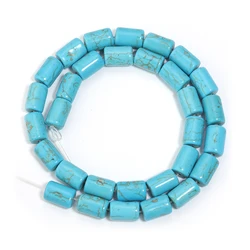 Natural Blue Turquoise Tube Beads for DIY Jewelry and Bracelet Crafting (Blue 8X12mm)