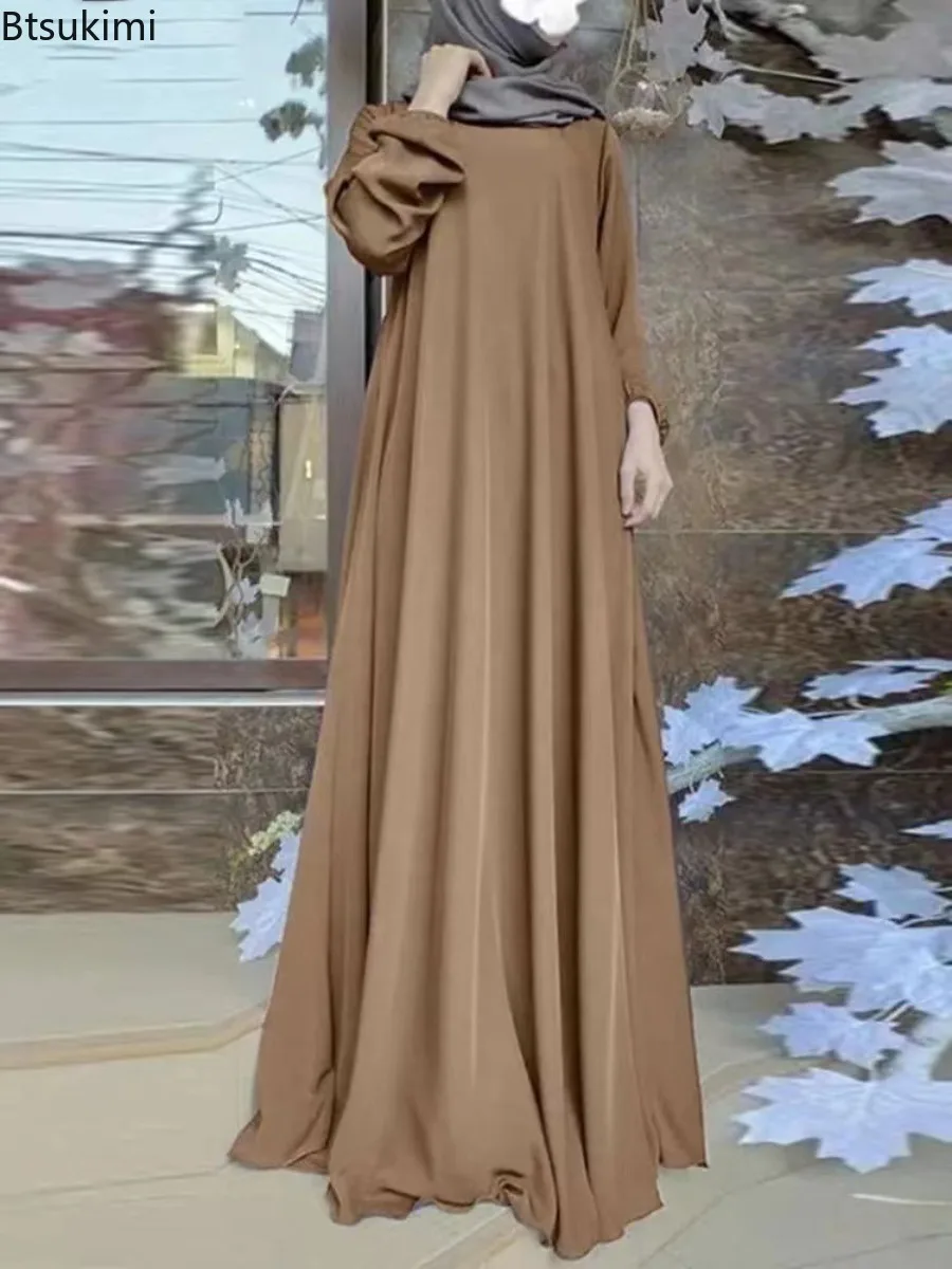2024 Fashion Muslim Turkey Abaya for Women Solid Long Dresses Hijab Arabic Modest Robe Ramadan Maxi Sundress Dubai Abayas Femme