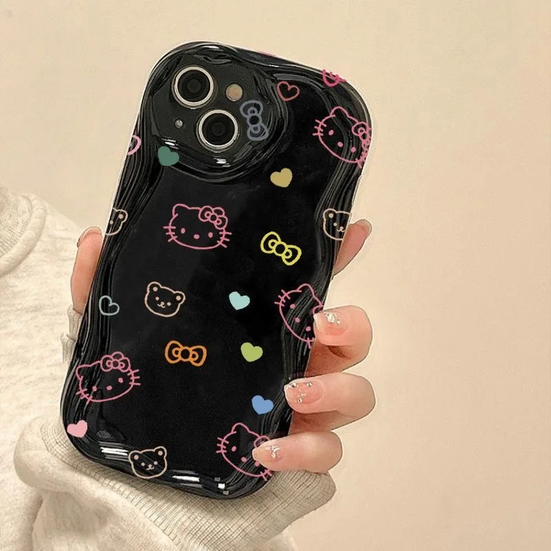 For Xiaomi Redmi 12 9A 9C 9T 12C 10C Note 12S 12 Pro Plus 11 11S 10 10S 9 9S 8 Pro Hello Kitty Cartoon Wave TPU Soft Phone Case