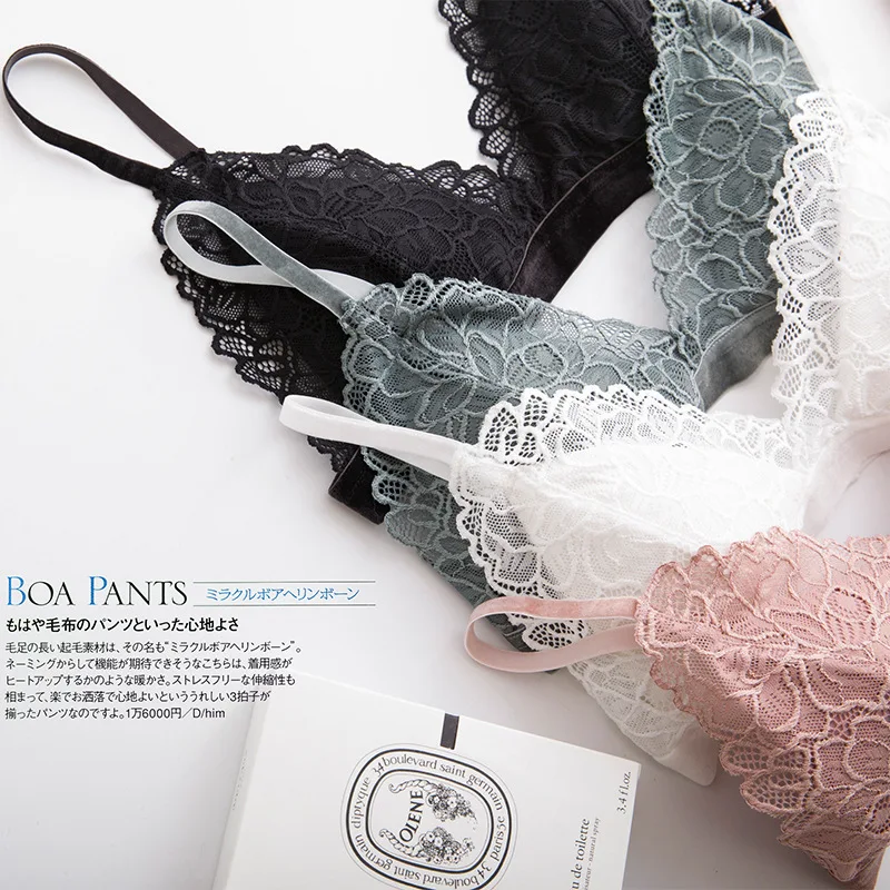 French Bra Natural Mulberry Silk Fine Shoulder Strap Triangle Cup Steel Ring Free Sexy Underwear for Women