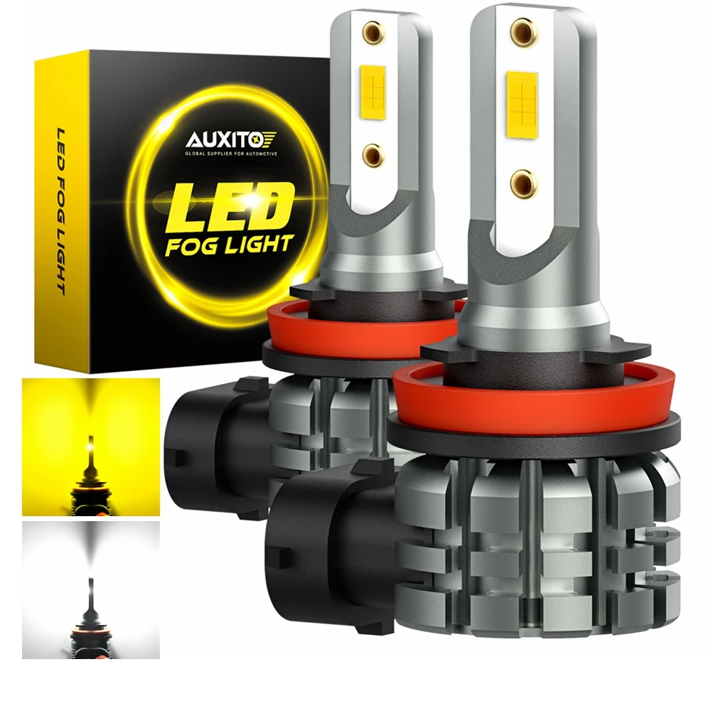 AUXITO LED 캔버스 안개 라이트 옐로우, 도요타 닛산 혼다 푸조 H16 JP H9 용, LED 전구, 주간 주행등, 2X H11 H8, 12V DRL