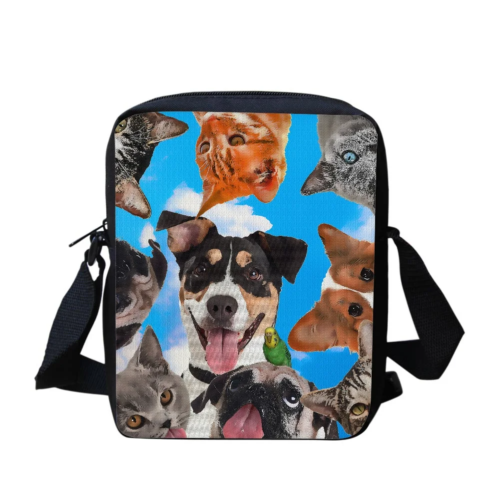 Hycool Animal Cat Dog Print Messenger Tote Bag Cinghie Tracolla Crossbody Borse Da Uomo Personalizzate Messenger Spalla Casual Pouch