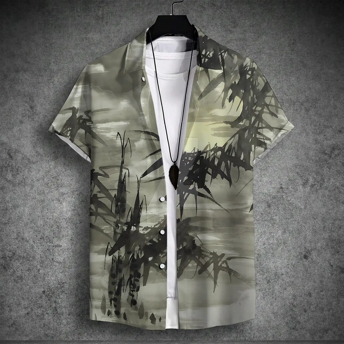 2024 new men's short-sleeved shirt Chinese style printed men's Hawaiian lapel top large size casual and comfortable men's shirt 5