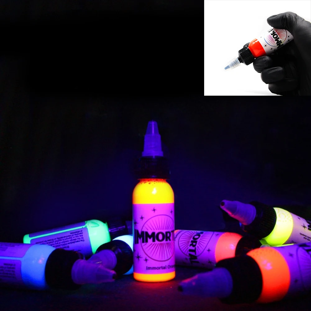 Fluorescent Tattoo Pigment 8 Colors Purple Light Professional Semi-Permanent Microblading Easy Coloring Body Makeup Inks 15ML 13 colors 20 grams eco friendly without radiation neon phosphor powder dust luminous pigment fluorescent powder glow in the dark