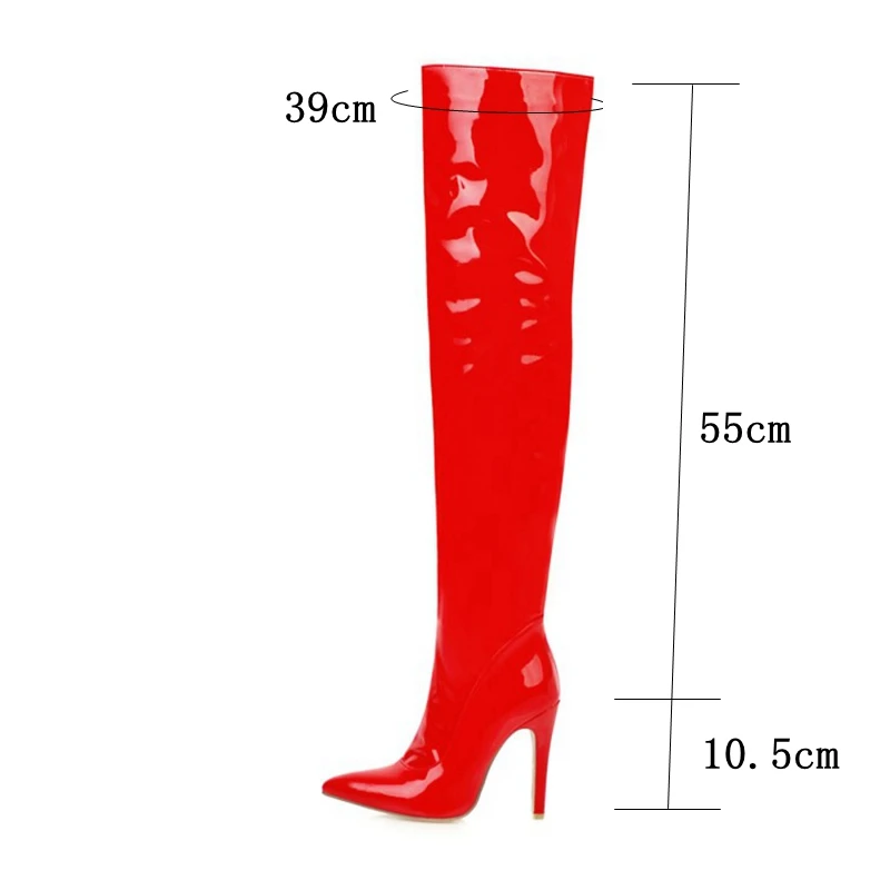 Women's Plus Large Big Size 48 Over The Knee Boots 11cm Stiletto Thin High Heel Sexy Party Boots Botins