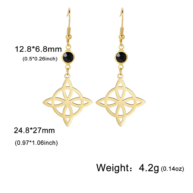 Vintage Hexenknoten Kristall Tropfenohrring für Frauen Edelstahl Hexerei Amulett Baumeln Ohrringe Wicca Schutz Schmuck – Detail 18