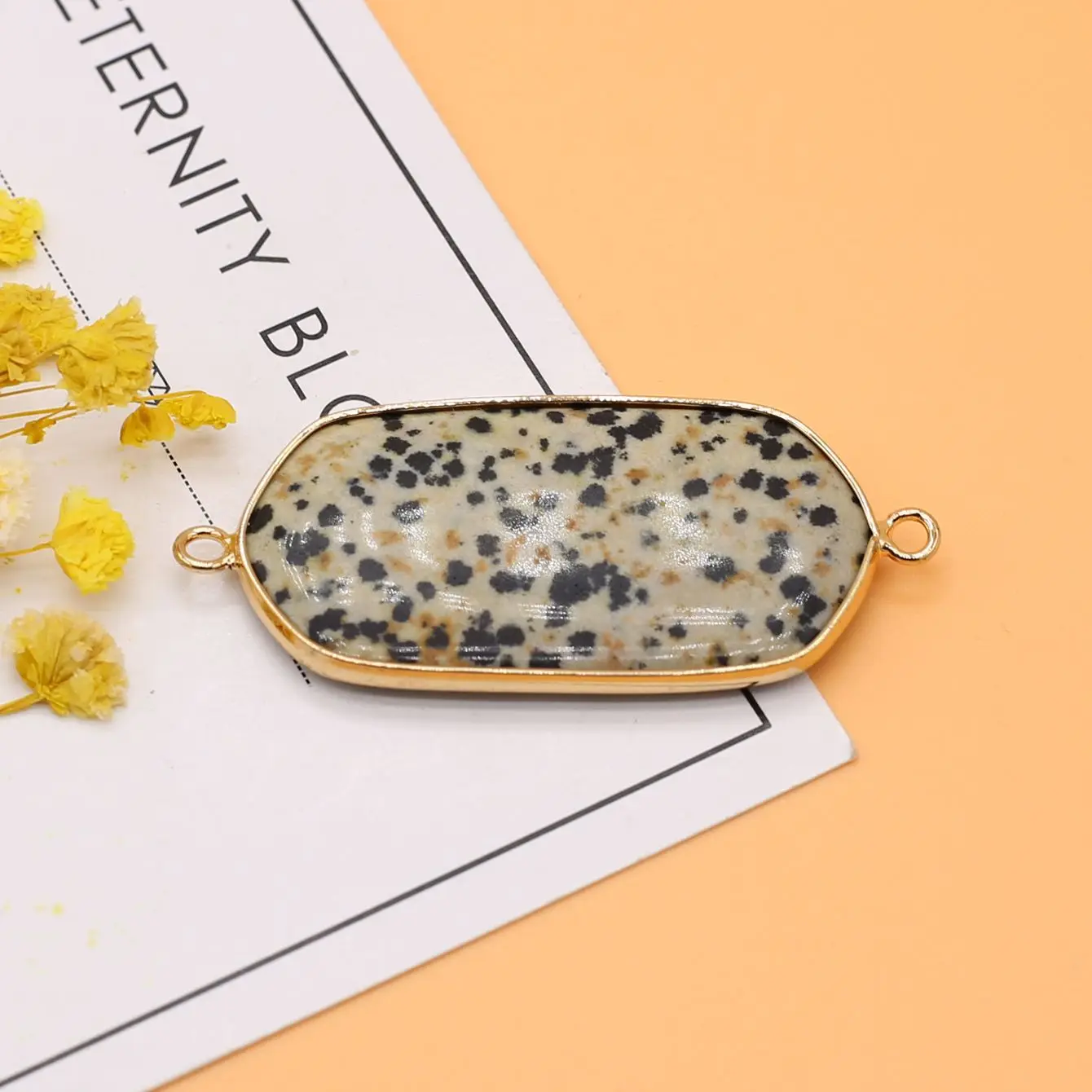 

Подвеска из натурального камня с двумя отверстиями, Speckled, оформление Лабрадорита для изготовления ювелирных изделий «сделай сам», аксессуары для ожерелья и браслета
