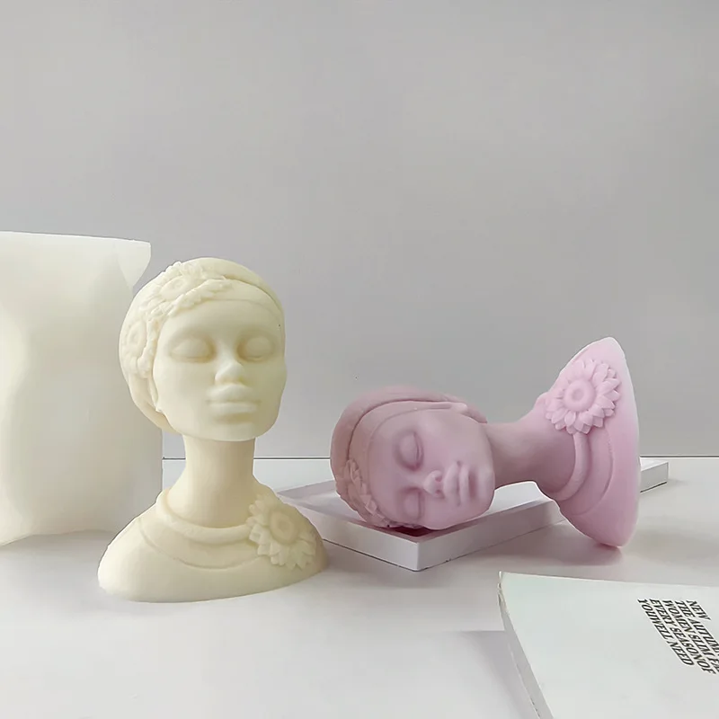3D Teenage Girl Silicone Mold DIY Aroma Candle Plaster Ornament Molds Home Decoration Crafts Making