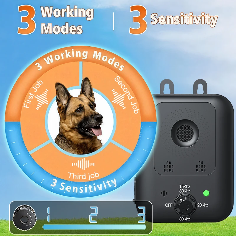 Dog Repeller Portable Ultrasonic 25kHz Frequency 1500mAh Rechargeable Battery