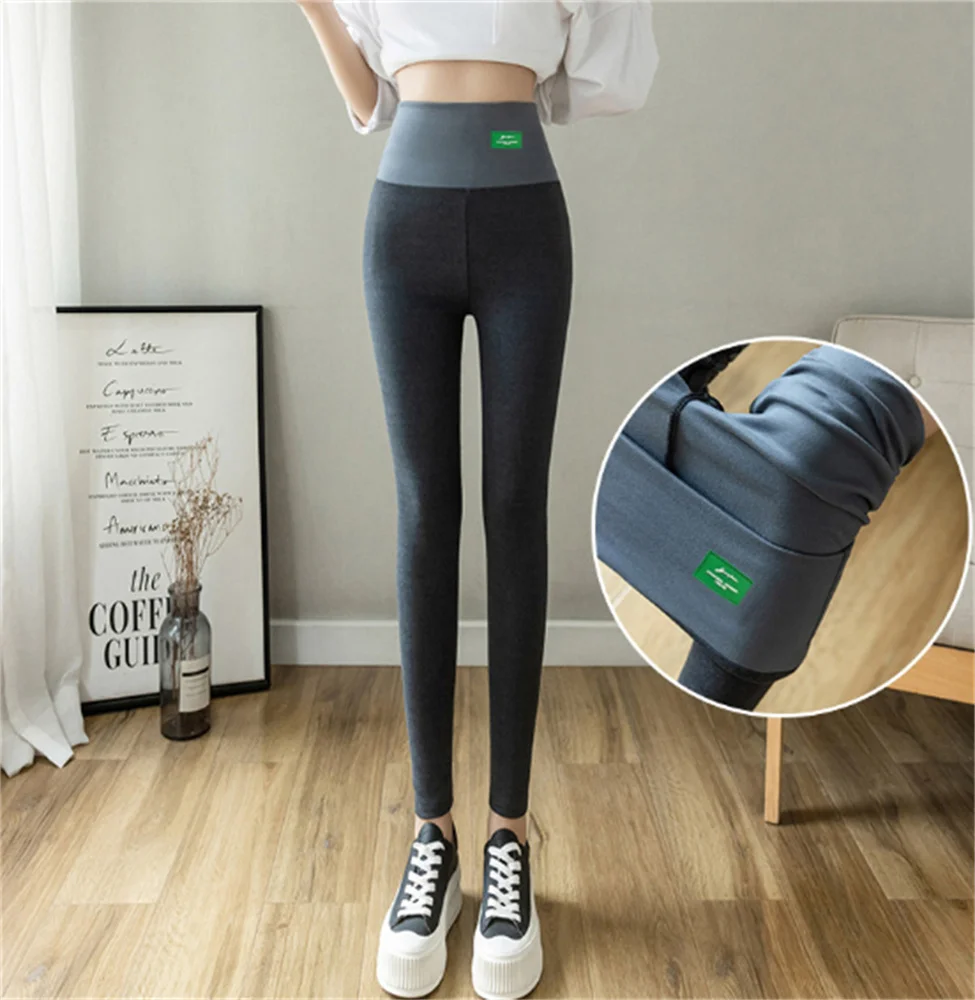 Winter-Leggings mit superhoher Taille, Fleece-Futter, warme Thermo-Leggings, Jegging, dehnbar, elastische Taille, Kaschmir, verdickt – Detail 6