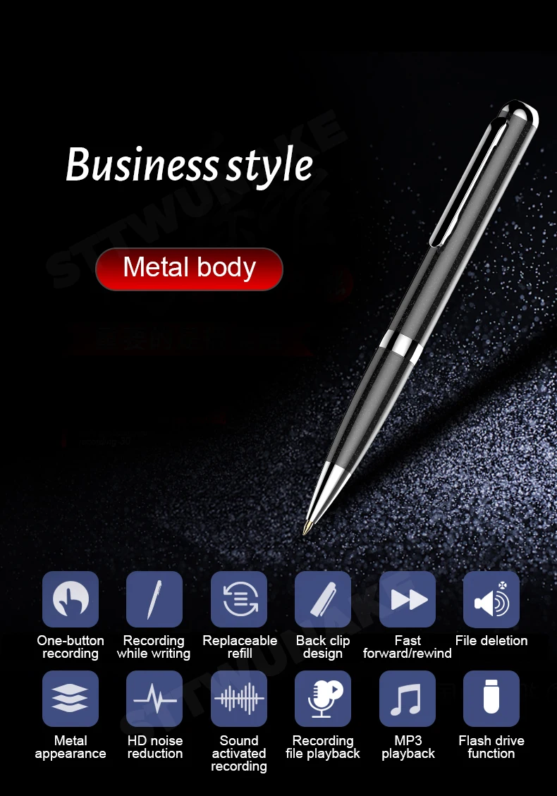 Mini-Sprachaufzeichnungsstift mit Metallgehäuse, aufrecht stehend