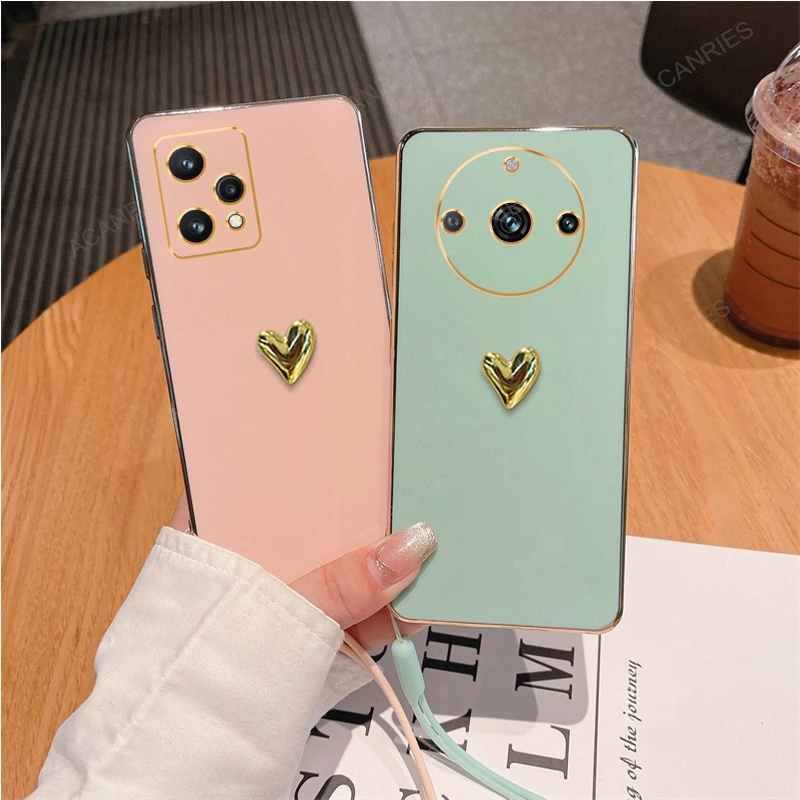 Luxurious 3D Gold Heart Plating Silicone Soft Case Cover