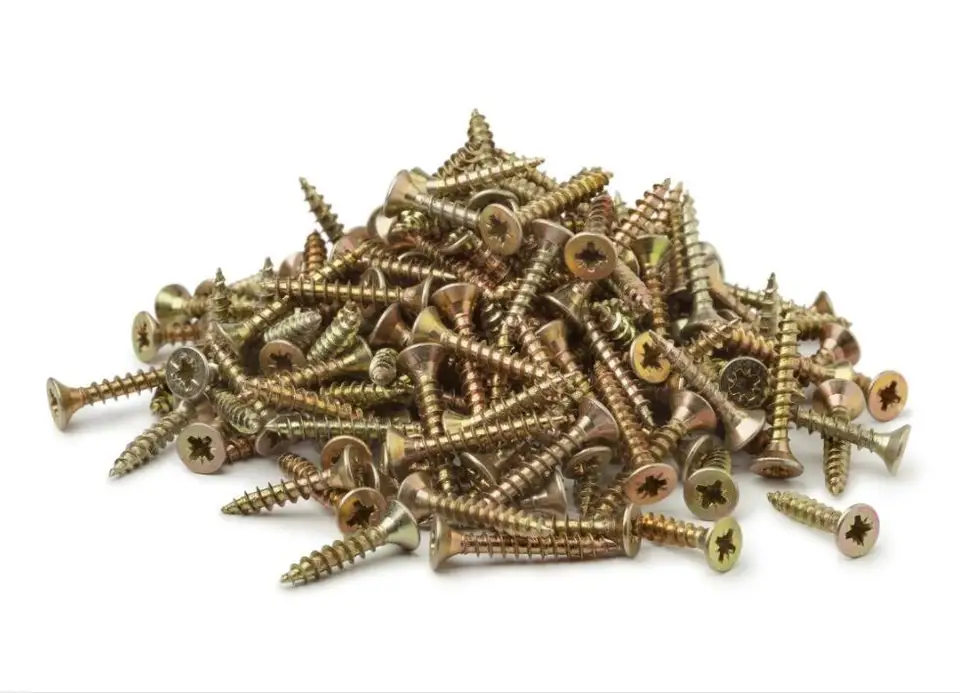 Tornillos Para Madera Zinc Amarillo - Paquete De 250 Unidades, Medida 3,5x35 Mm, Cabeza Avellanada Pozi, Incluye Broca